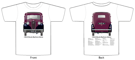 Austin Big Seven 4 door 1938-39 T-shirt Front & Back